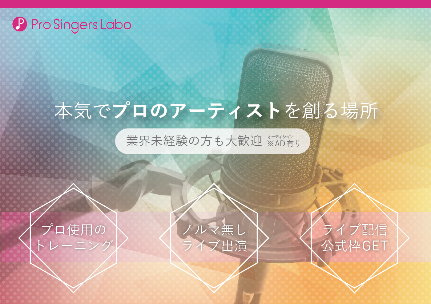 月額3.3万円(税込)で最短デビューできる歌手養成スクールならPro singer labo